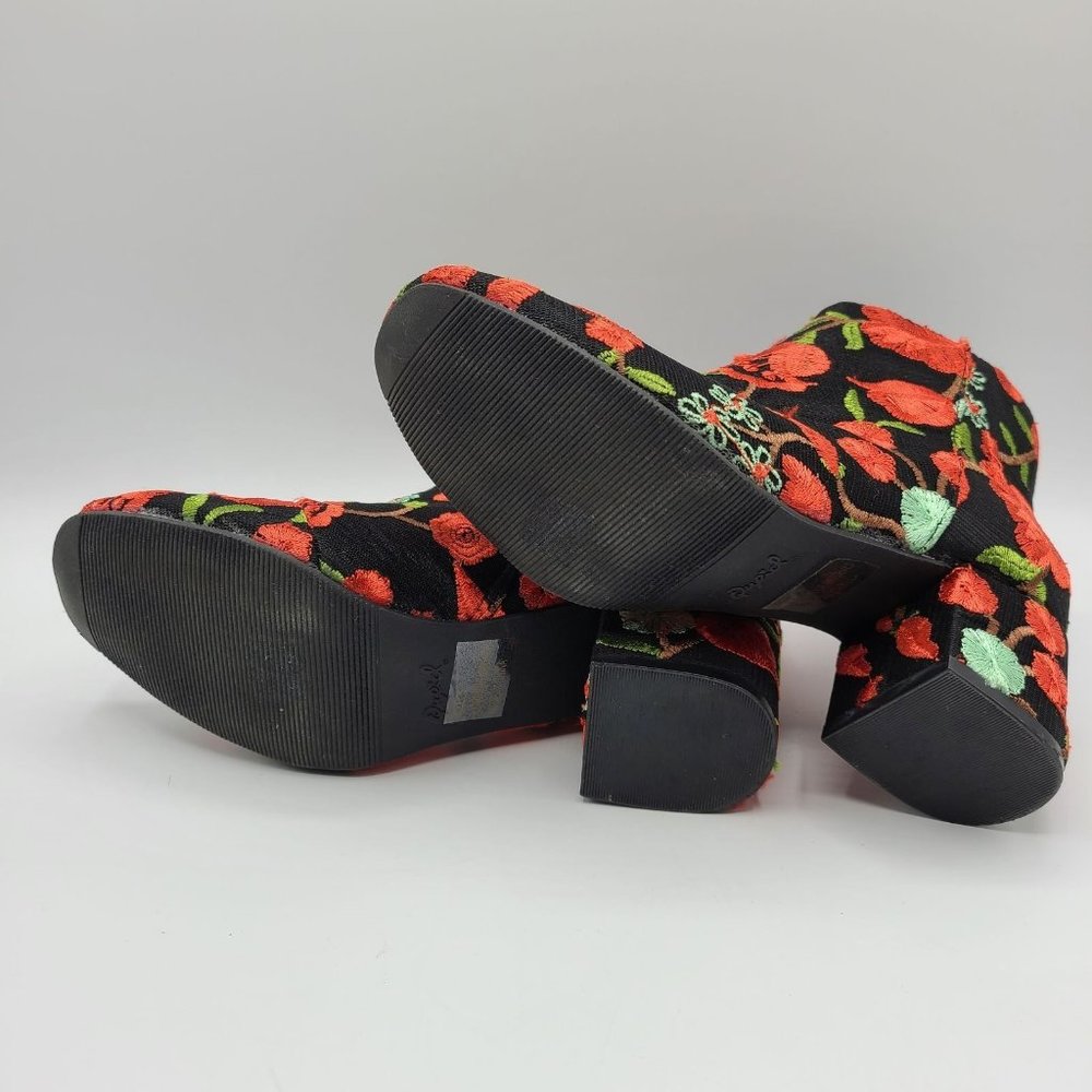 Qupid Floral Embroidery Black Boots Sz 5 - Picture 6 of 10